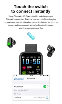SHELI AI Smart Skatīties Ar Bluetooth Austiņas Sirds ritma Monitors Smart Aproce Smart Skatīties Vīriešu Sporta Austiņas