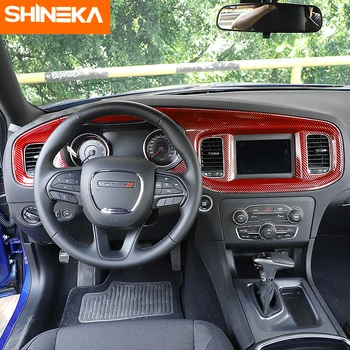 SHINEK Interjera ABS Piederumi Auto Centrs Kontroles Paneļa Instrumentu Paneļa Apdare Vāka Uzlīmes Dodge Charger+