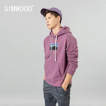 SIMWOOD kokvilnas hoodies vīriešiem jaunās drukas kapuci anti-static anti-pilling jogger sporta krekls plus lieluma kvalitātes vīriešu apģērbs