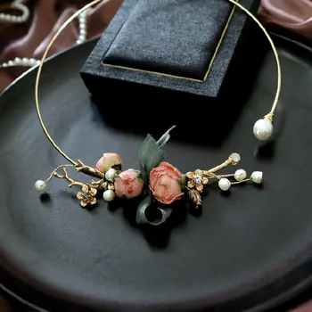 SINZRY Radošo roku darbs kāzu dabīgo saldūdens pērli konservēti rose puķu kaklarota joslā sieviete