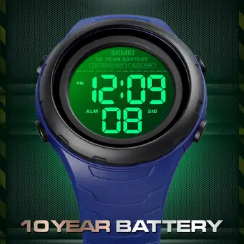 SKMEI 10 Gadu Baterijas Digitālo Vīriešu Skatīties LED Dual Laiks Ūdensizturīgs 12/24 Stundu Vīriešu Rokas Elektroniskās Sporta Pulkstenis Reloj 1675