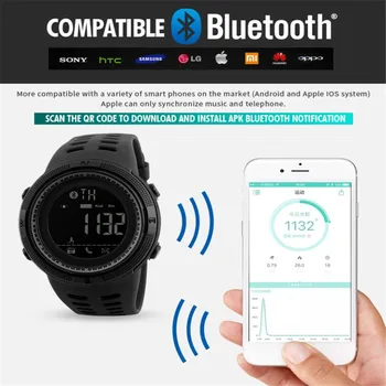 SKMEI Vīriešiem Smart Skatīties Bluetooth Pedometrs Kalorijas Chronograph Modes Āra Sporta Pulksteņi Smart Pulksteņi Ūdensizturīgs Smartwatch