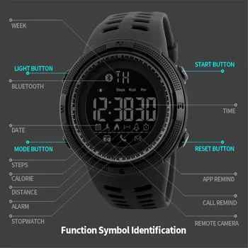 SKMEI Vīriešiem Smart Skatīties Bluetooth Pedometrs Kalorijas Chronograph Modes Āra Sporta Pulksteņi Smart Pulksteņi Ūdensizturīgs Smartwatch