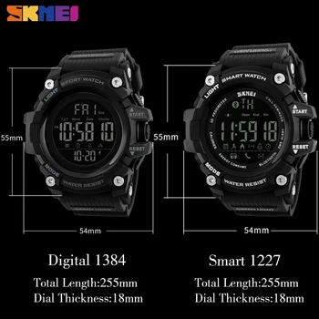 SKMEI Āra Sporta Smart Skatīties Vīrieši Bluetooth Daudzfunkciju Fitnesa Pulksteņi 5Bar Ūdensizturīgs Digitālā Skatīties reloj hombre 1227/1384