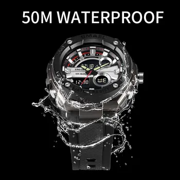 SMAEL Luksusa Vīriešiem WatchBrand Modes Sporta Pulksteņi Vīriešu Ūdensnecaurlaidīgs Kvarca Pulkstenis Cilvēks Duālais Displejs Armijas Militāro Rokas pulksteni