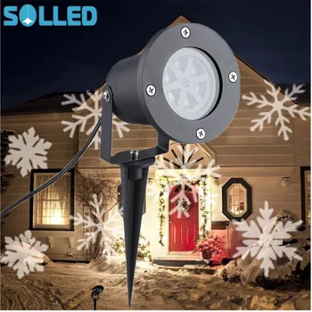 SOLLED Āra Sniegpārslas LED Stage Light Dārza Pārvietojas Sniega Lāzera Projektoru Ziemassvētku Puse Apdares Ainavu Lampas