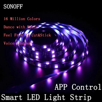 SONOFF L1 Smart Wifi LED Gaismas Sloksne 5M Aptumšojami ES/ ASV WiFi Elastīgas Lentes RGB Gaismas APP Tālvadības pults Strādā ar Alexa, Google