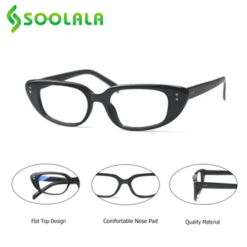 SOOLALA 4gab Cat Eye Anti Zilā Gaisma Lasīšanas Brilles Sievietēm Mazi, Plakani Top Lupa Presbyopic Brilles +1.0 1.25 1.5 1.75 lai 4.0