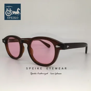 SPEIKE Pielāgota vintage pink lēcas, saulesbrilles Johnny Depp Lemtosh retro stila brilles var tuvredzība, saulesbrilles