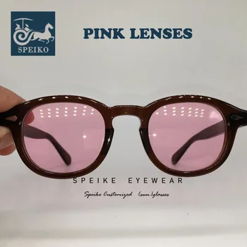 SPEIKE Pielāgota vintage pink lēcas, saulesbrilles Johnny Depp Lemtosh retro stila brilles var tuvredzība, saulesbrilles