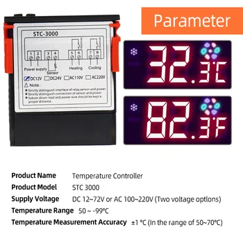 STC-3000 Thermoregulator Temperatūras regulators Termostats Kontroles Termometru Kontrolieris 12V/24V/220V 30%