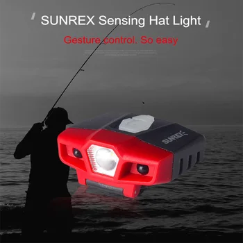 SUNREI H50 Mini Zvejas Uzlādējams Sensors Lukturis Portatīvo 3 Režīmi Sensoru Ūdensizturīgs USB Uzlādes Cepuri Gaismas