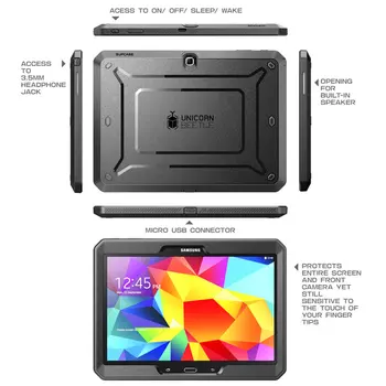 SUPCASE Samsung Galaxy Tab 4 10.1 Gadījumā, UB Pro Pilna ķermeņa Izturīgs Hibrīda seguma Gadījumā ar iebūvēto Ekrāna Aizsargs