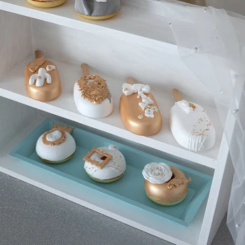 SWEETGO Mākslīgā Virtuļi viltus ice-cream stick māla modeli zelta pēcpusdienas tēja, deserts dekorēšana, lai parādītu fotogrāfijas rīki