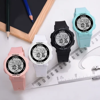 SYNOKE Sieviešu Digitālo Pulksteņu 50M Ūdensizturīgs Ultra-plānas Vīriešu Sporta Skatīties Unisex LED Elektronisko Pulksteni rokas Pulkstenis reloj montre