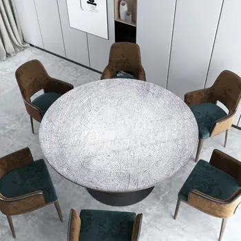 Sabiezinātas pvc kārtu mīksto stikla mat Pelēkā marmora apaļā galda drānu vaskadrānu tējas Galda auduma ūdensizturīgs galda paklājiņš