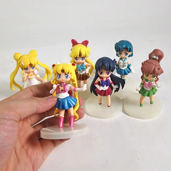 Sailor Moon Crystal Princess Serenity Tsukino Usagi Hino Rei Mizuno Ami Kino Makoto Minako Aino Skaitļi Rotaļlietas, 6pcs/komplekts