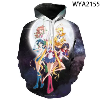 Sailor Moon Hoodies Vīriešiem, Sievietēm, Bērniem, Chiba Mamoru Streetwear Anime Multfilmu 3D Drukas sporta Krekls Harajuku Foršs Zēns, Meitene Pulovers