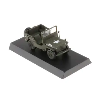 Sakausējuma Lējumiem 1/43 WW II Jeep Militārā ASV Modeļa Automašīnas Transportlīdzekļa Kolekcija