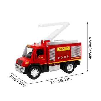 Sakausējuma Pullback Automašīnas Modelis Rotaļlietas Uguns Ladder Truck Ūdens Strūklu Fire Truck Nolokāmi, Kāpnes Kravas Automašīnas Modelis Rotaļlietas Bērniem Ziemassvētku Dāvanu