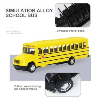 Sakausējums Simulēta Skolas Autobusu Dzeltenā Lējumiem Pull atpakaļ, Auto, Bērni, Metāla Autotransporta Rotaļlietas Izglītojošās Rotaļlietas Zēniem Dāvanu