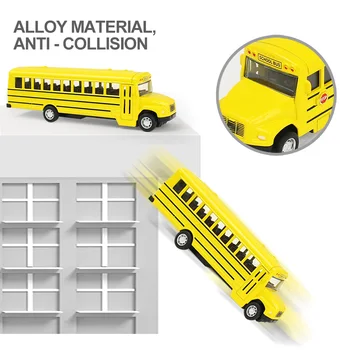 Sakausējums Simulēta Skolas Autobusu Dzeltenā Lējumiem Pull atpakaļ, Auto, Bērni, Metāla Autotransporta Rotaļlietas Izglītojošās Rotaļlietas Zēniem Dāvanu