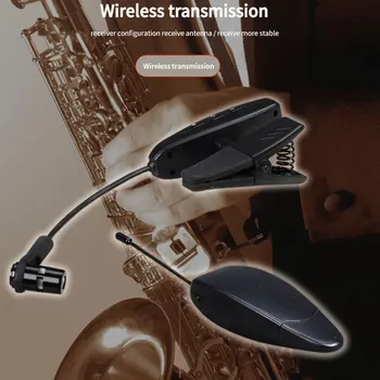 Saksofonu Uzlādējams UHF Nosūtīšanas Posmā Ar Pārveidotāju Bezvadu Mikrofonu Profesionālās Mūzikas Portatīvo Jutīga