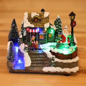 Salavecis/Ziemassvētku Eglītes Māja Ar LED Gaismas Gaismas Eiropas Mūzikas Stilu, Ornamentu, Apdare Ideāls Draugiem Dāvanas