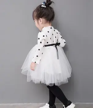 Salds Jaundzimušajiem Bērniem, Baby Meitenes Bowknot Acs Dot Princese Kleita Puse Trikotāžas Džemperis Tutu Tilla Kleita Drēbes