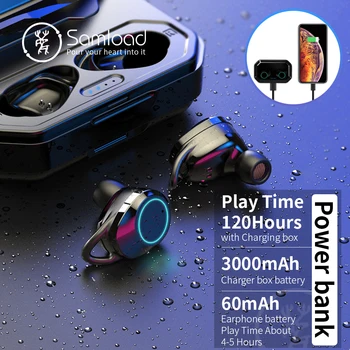 Samload Bezvadu Austiņas 5.0 Bluetooth 3D Dziļi bass IPX7 Āra Bezvadu Austiņas ar 3000 mAh Jauda banka IOS Android