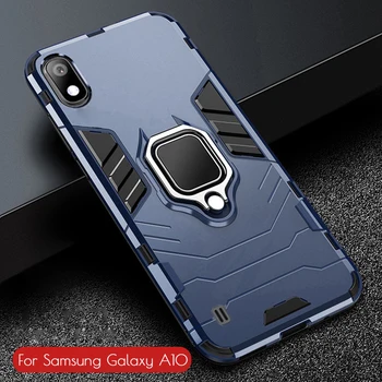 Samsung Galaxy A10 Gadījumā Bruņas PC Segtu Pirksta Gredzenu Turētājs Telefonu Gadījumā Samsung 10 Segtu Triecienizturīgs TPU Loka Bufera Shell