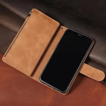 Samsung Galaxy Note 9 10 Pro 10 Lite M30 M30S Gadījumā Rāvējslēdzēju Maku, Ādas Gadījumā Kartes Slota Pārsegu Stāvēt uz Mobilajiem Tālruņa Soma