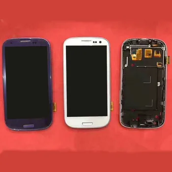 Samsung Galaxy S3 i9300 LCD Displejs, Touch Screen Digitizer Mājas Botton Pilnu komplektu ar slīpā mala Rāmja samsung S III LCD