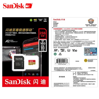 SanDisk Extreme Micro SD Kartes 256g 128g Atmiņas Kartes UHS-I SDHC SDXC U3 V30 32g 64g TF Karte Viedtālruņa Kameru Bezmaksas Piegāde