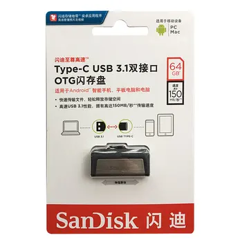 SanDisk Ultra Dual Drive USB Type-C 128GB USB 3.1 Flash Drive 64GB Mini USB Stick 32GB Pildspalva Diskus 16GB Flash Bellek SDDDC2