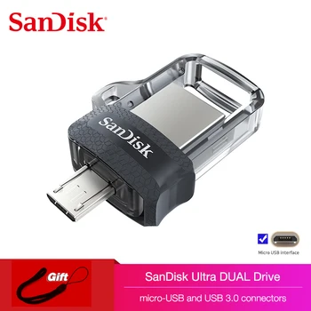 Sandisk oriģināls Pen Drive Mini USB 3.0 Dual OTG USB Flash Drive 32GB 64GB, 128GB un 256 gb PenDrives Android tālrunis