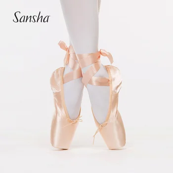 Sansha Sieviešu Baleta Pointe Kurpes Plašāku Platformu Un Vairāk Telpas Iekšpusē Kaste Meitenēm Lieliska Prakse, Deju Kurpes Ar Lentītēm KAROLINA