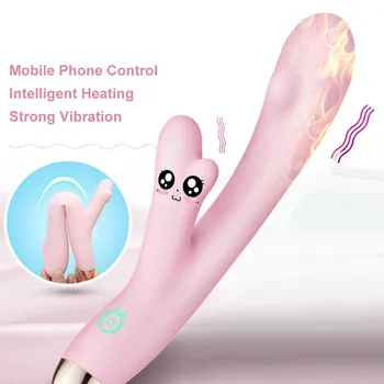 Saprātīga APP Apkures G Spot Vibrators, USB Uzlādējams Ūdensizturīgs Wand Massager Mobile APP Tālvadības Klitora Stimulators