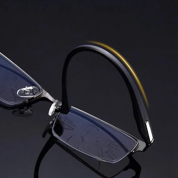 Saprātīga TR90 ultravieglajiem anti blu ray presbyopic progresējoša multifokāla lasīšanas brilles vīriešu brilles objektīvs vecs redzēt tālu, tuvu