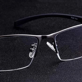 Saprātīga TR90 ultravieglajiem anti blu ray presbyopic progresējoša multifokāla lasīšanas brilles vīriešu brilles objektīvs vecs redzēt tālu, tuvu