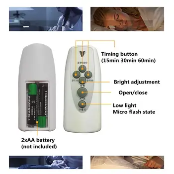 Saprātīga sienas LED gaismas Tālvadības pults Gultas Lampa Sienas Kontaktligzdu, Kontaktdakšu Nakts Gaisma+Slēdzis Laika Iestatīšanas Trīs režīmos Dimming