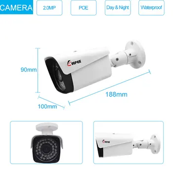 Sargs H. 265 Full HD 1080P 8Channel VIDEONOVĒROŠANAS Sistēma 8pcs 2MP Metāla Āra IP Kameras 8CH POE VRR CCTV Komplekts HDMI P2P e-Pasta Trauksmes 4