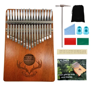 Sarkankoka Koksnes Kalimba 17 Taustiņi, Sitamie Īkšķa Pirksts Klavieres Mūzikas Instrumentu Mūzikas Patīkams Instrumentu Piederumi