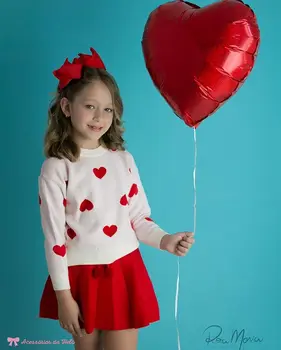 Sarkano Mīlestības Sirds Toddler Valentīna Diena Drēbes Cottton Krekls, Krekls Dāvanu Cute Baby Meiteņu Topi, T-Krekls, Kleita, Svārki Tērpiem Kritumu