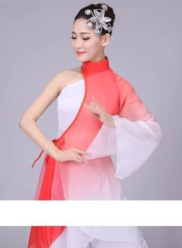 Sarkanā tradicionālo ķīniešu deju sieviete vīrieti deju tērpu tautas dejas valsts apģērbi sievietēm ventilators deju tērpi