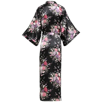 Satīna Mājas Apstākļos, Līgava, Līgavas Kāzu Tērpu Naktsveļu Drukāt Zieds Kimono Kleita Gadījuma Naktskrekli Sieviešu Negligee Sleepwear