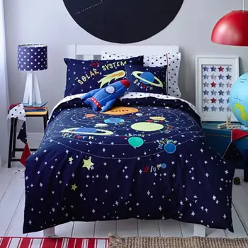 Saules sistēmas izšūtu gultas piederumi karikatūra bērnu sega sedz zvaigžņu palagu zēns guļamistaba sega segtu dzimšanas dienas dāvana
