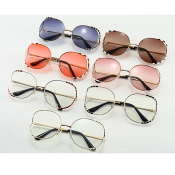 Saulesbrilles sieviešu luksusa zīmolu Kārtu Slīpums Lēcu sakausējuma rāmis luksusa zīmolu saulesbrilles sieviete 2020. gadam brilles UV400