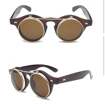 Saulesbrilles vīriešiem Vintage Steampunk Brilles Klipu saulesbrilles Retro Flip Up Brilles Gothic Briļļu Punk vīriešu Brilles Oculos