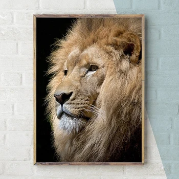 Savvaļas Dzīvnieku Lion Head Plakātu Melna Balta Audekla Glezna Plakāti un Izdrukas Sienas Art Pictures par Dzīves Telpu Dekorēšana